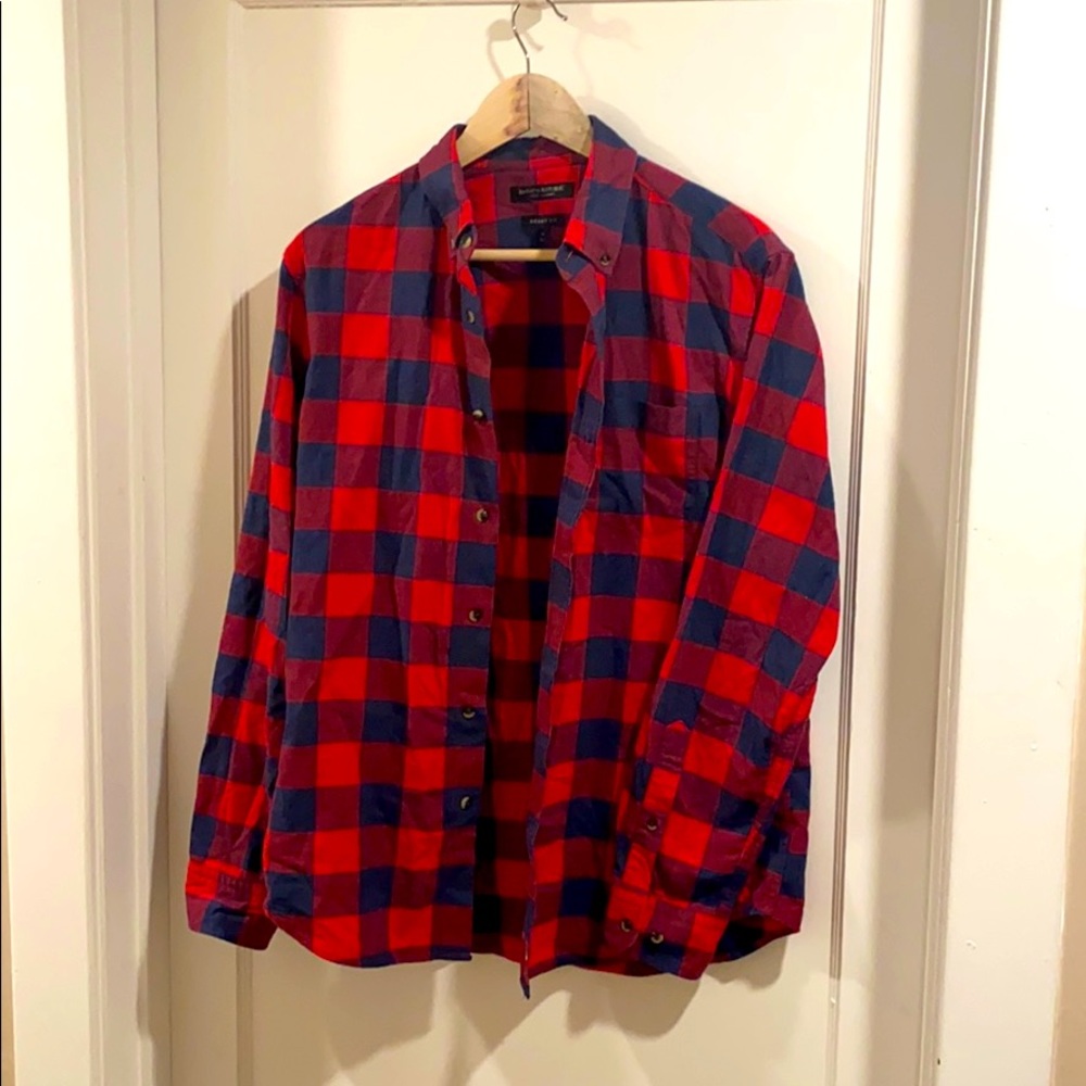 BANANA REPUBLIC red plaid flannel button up
